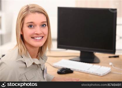 Female with computer