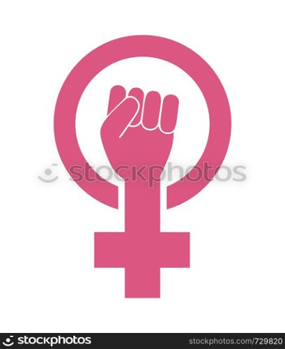 Female woman feminism protest concept. Girl power vector icon isolated on white background. Female woman feminism protest hand icon vector