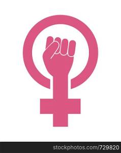 Female woman feminism protest concept. Girl power vector icon isolated on white background. Female woman feminism protest hand icon vector