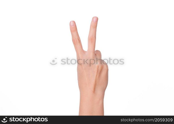 Female woman hand isolated on the white. woman hand