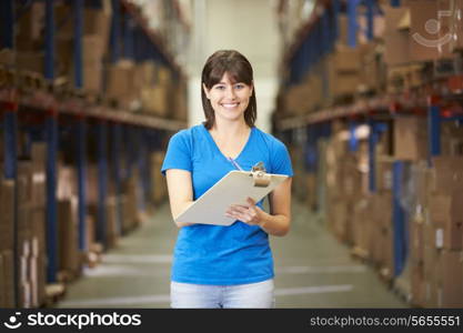 Female Worker In Distribution Warehouse