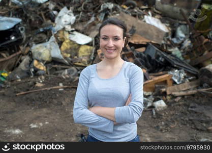 female worker waste and trash