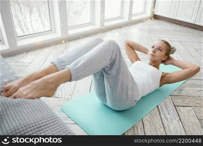 female working out mat