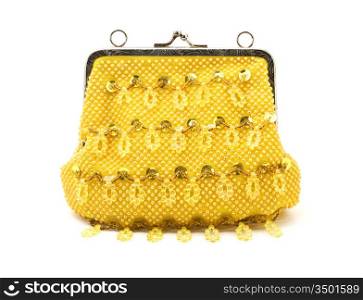 Female yellow handbag isolated on white