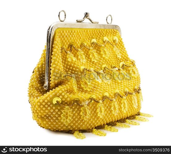 Female yellow handbag isolated on white