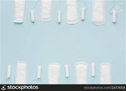 feminine hygiene items flat lay