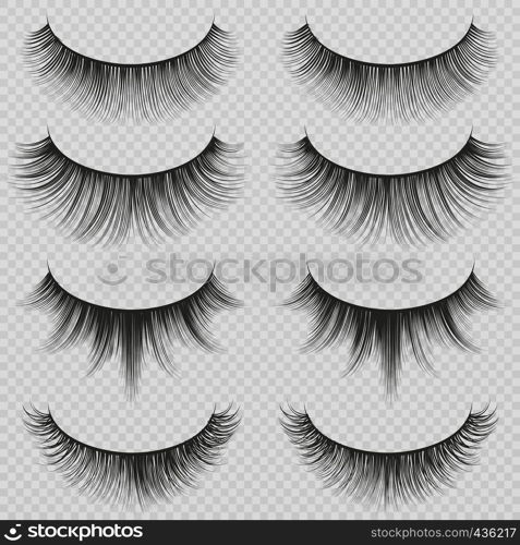 Feminine lashes vector set. Realistic false eyelashes fashion collection. Long eyelash and false femininity black eye lash illustration. Feminine lashes vector set. Realistic false eyelashes fashion collection