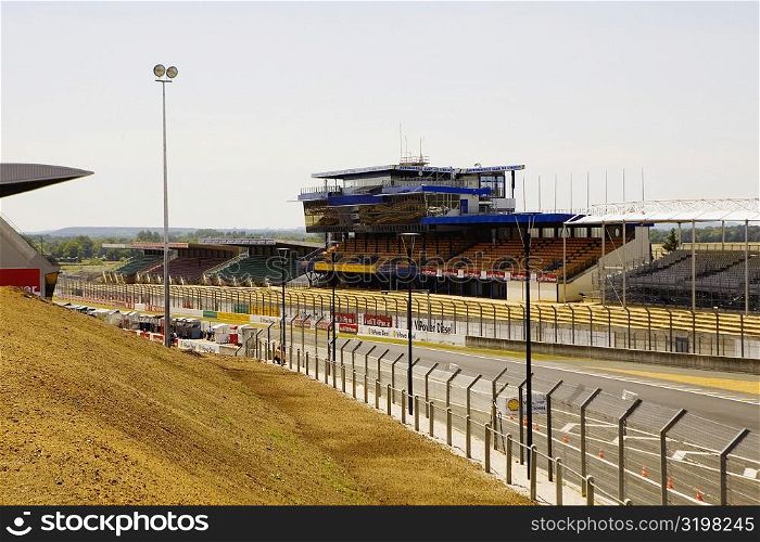 Fence along with motor racing track, Le Mans, France