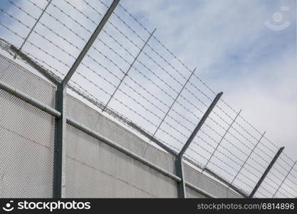 Fence around restricted area, old jail in the Netherlands