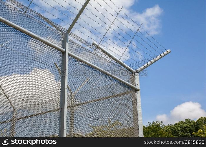 Fence around restricted area, old jail in the Netherlands