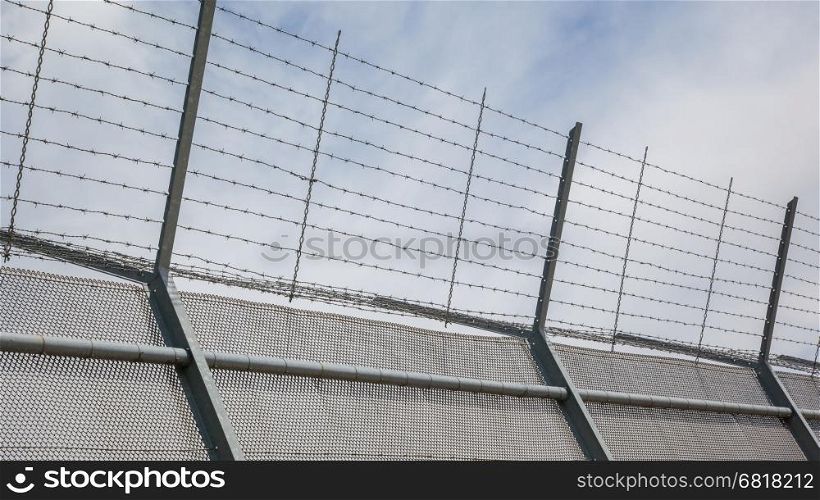 Fence around restricted area, old jail in the Netherlands