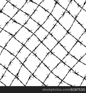 fence from barbed wires isolated on white background