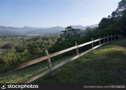 Fence in Copan Archaeological Park, Copan, Copan Ruinas, Copan Department, Honduras