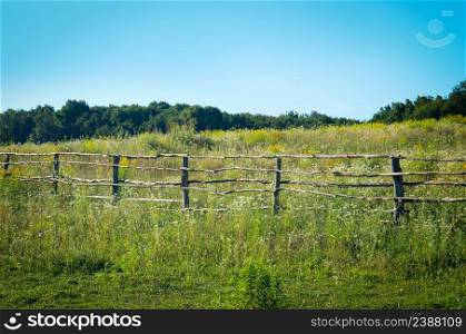 Fence in the green field
