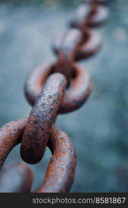                                fence with an old rusty chain