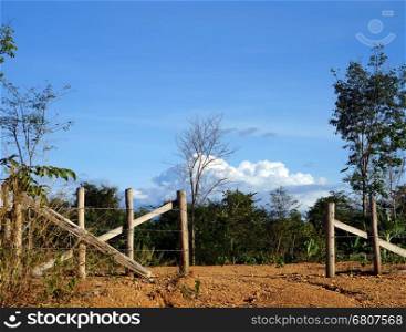 Fence with wire and clouds in Laos