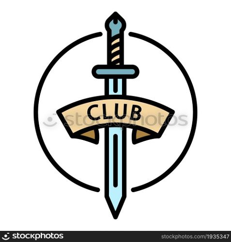 Fencing club icon. Outline fencing club vector icon color flat isolated. Fencing club icon color outline vector