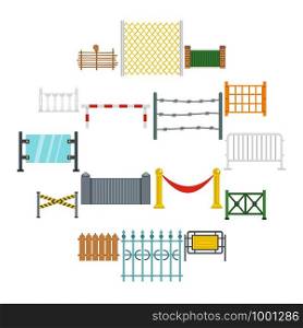 Fencing icons set in flat style isolated vector illustration. Fencing icons set in flat style