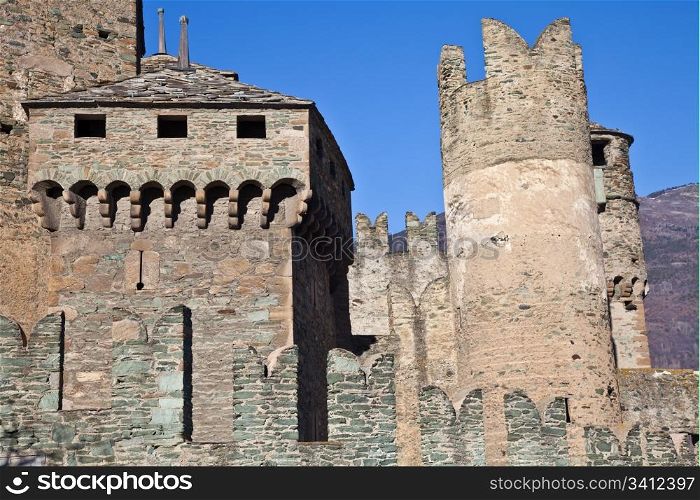 Fenis Castle is one of the most famous castles in Aosta Valley - Italy for its spectacular architecture and its many towers