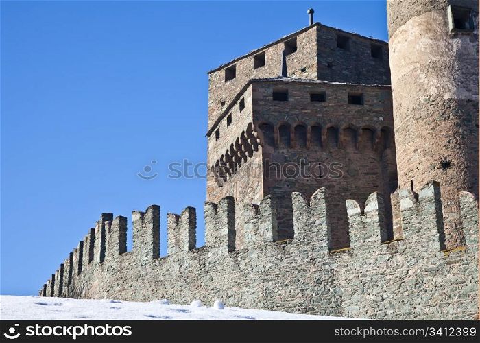 Fenis Castle is one of the most famous castles in Aosta Valley - Italy for its spectacular architecture and its many towers
