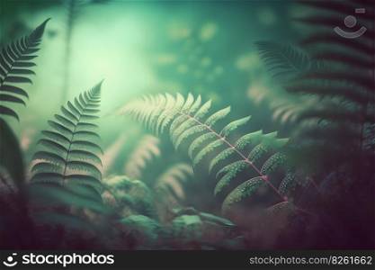 Fern plant in fairy forest. Neural network AI generated art. Fern plant in fairy forest. Neural network AI generated