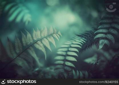 Fern plant in fairy forest. Neural network AI generated art. Fern plant in fairy forest. Neural network AI generated