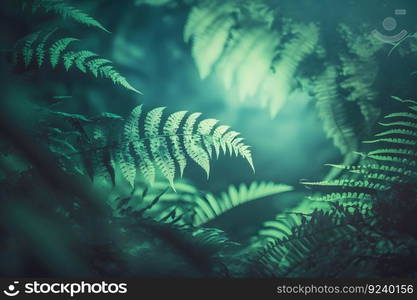 Fern plant in fairy forest. Neural network AI generated art. Fern plant in fairy forest. Neural network AI generated