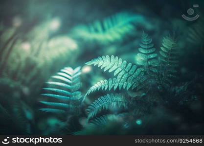 Fern plant in fairy forest. Neural network AI generated art. Fern plant in fairy forest. Neural network AI generated