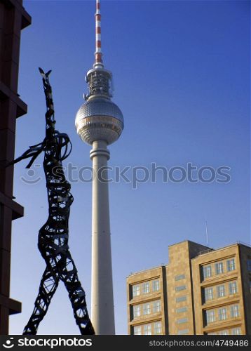 Fernsehturm-Skulptur. Sculpture in front of TV-Tower, Berlin, Germany