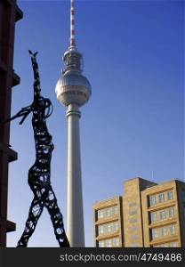 Fernsehturm-Skulptur. Sculpture in front of TV-Tower, Berlin, Germany