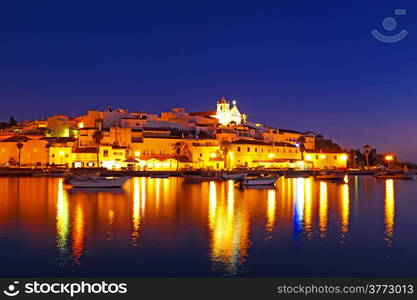 Ferragudo at night - a typical city of Algarve Portugal