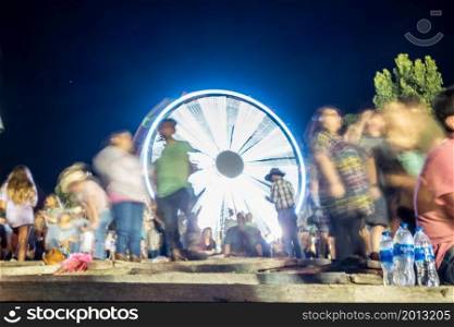ferris wheel lights at state fair at night