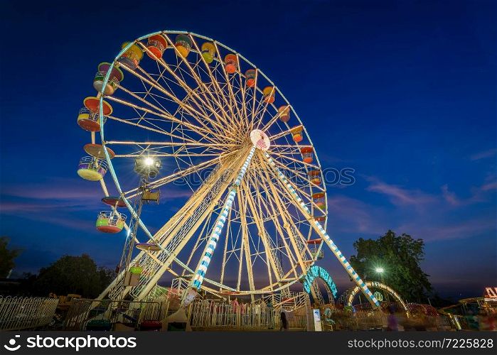 Ferris wheel long exposure with twilight sky