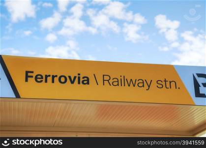 Ferrovia water bus stop sign in Venice, Italy
