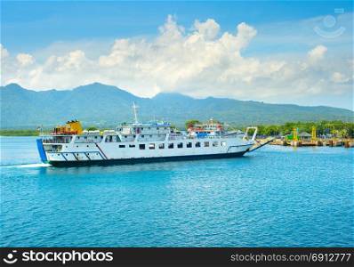 Ferry boat from Bali isalnd to Java island. Indonesia
