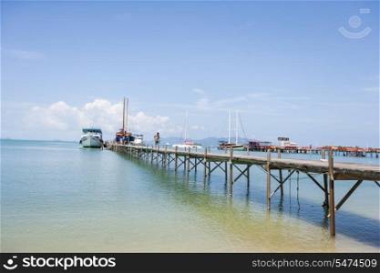 Ferry moored at Na Pra Lan Pier; Koh Samui; Thailand