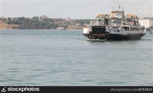 ferry mooring to the shore into Sevastopol Bay