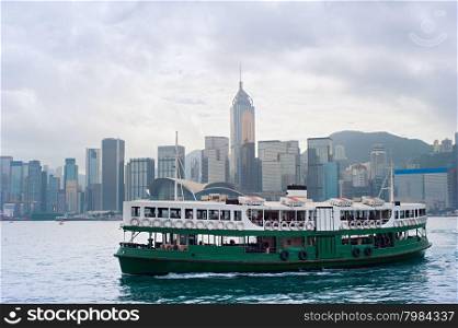 Ferry on the way from Hong Kong to Kowloon island