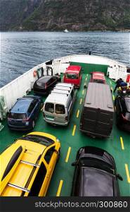ferry that transports cars, fjord Norway