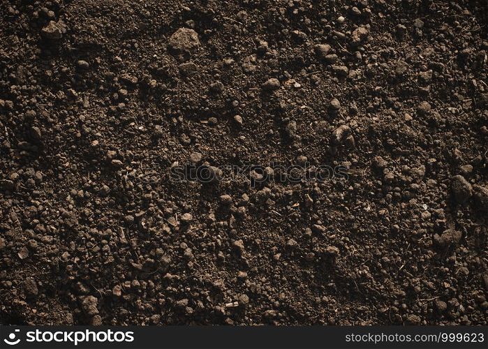 Fertile loam soil suitable for planting, soil texture background.
