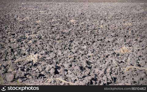 fertile, plowed soil of an agricultural field