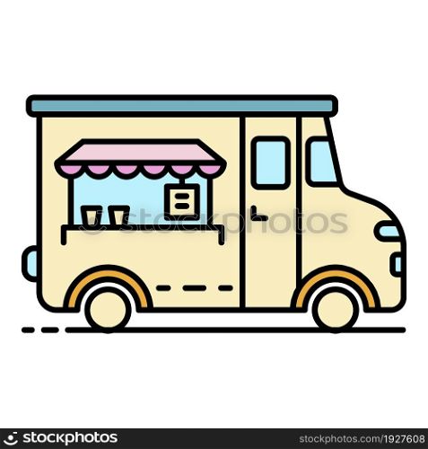 Festival food vehicle icon. Outline festival food vehicle vector icon color flat isolated. Festival food vehicle icon color outline vector