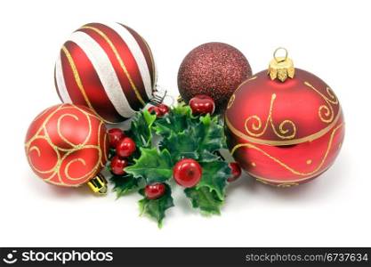 festive christmas decorations isolated on white background