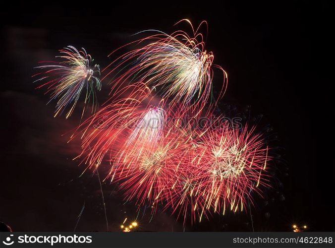 festive fireworks under the night sky. festive fireworks