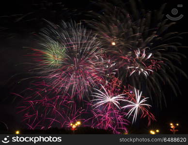 festive fireworks under the night sky. festive fireworks