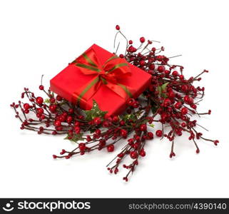 festive gift box isolated on white background