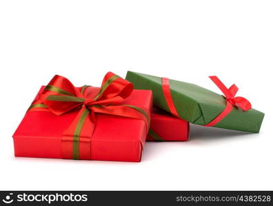 festive gift box stack isolated on white background