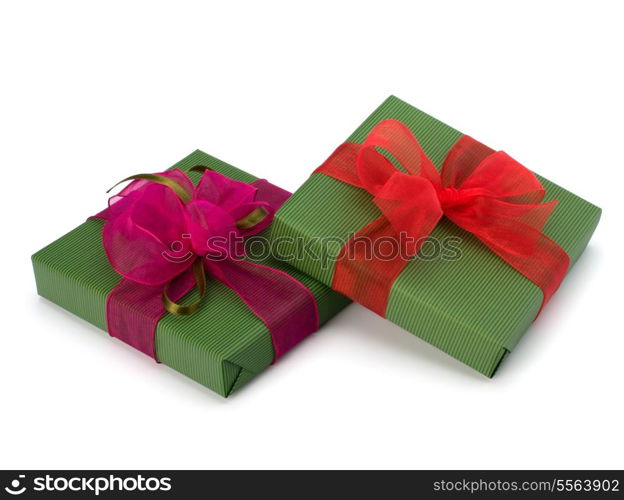 festive gift box stack isolated on white background