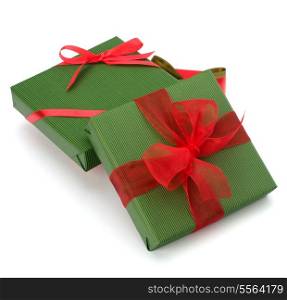 festive gift box stack isolated on white background