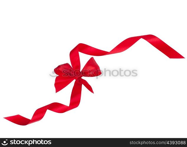 Festive gift ribbon and bow isolated on white